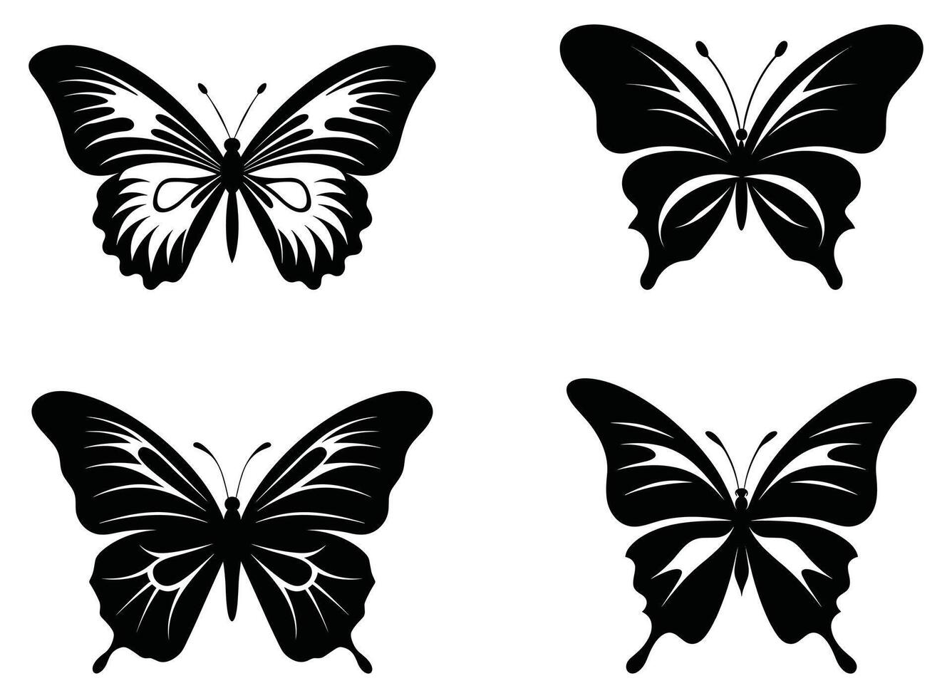 Butterfly Silhouette isolated on a white background. vector