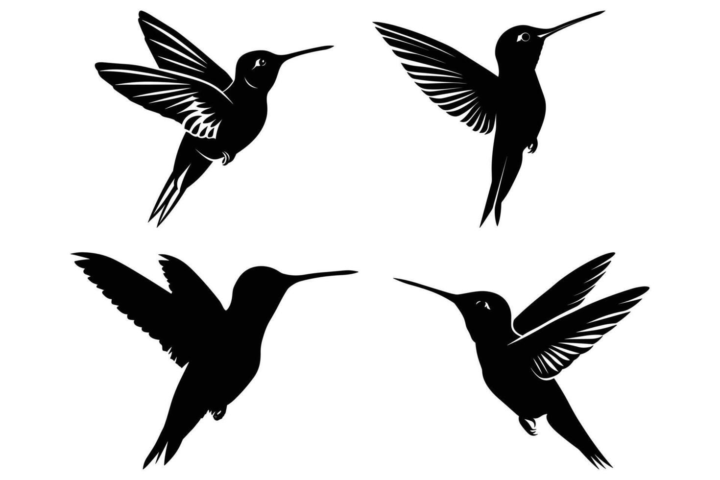 Hummingbird Silhouette isolated on a white background. vector