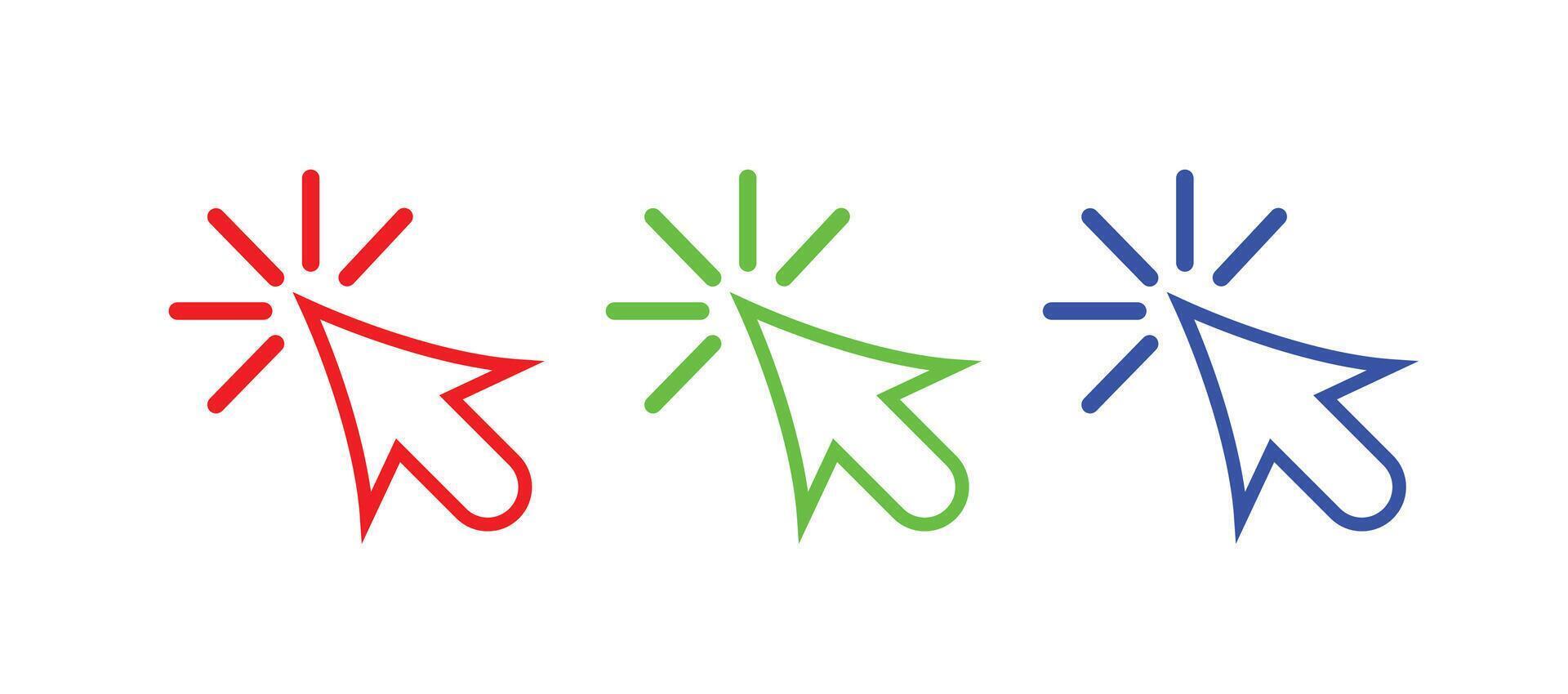 Cursor line icons. Symbols in trendy flat style on white background. Click arrows. vector