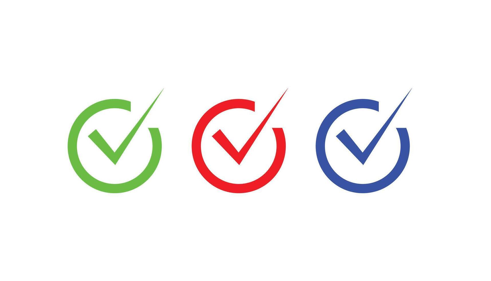 Check mark icons. Tick symbol in color, illustration. vector