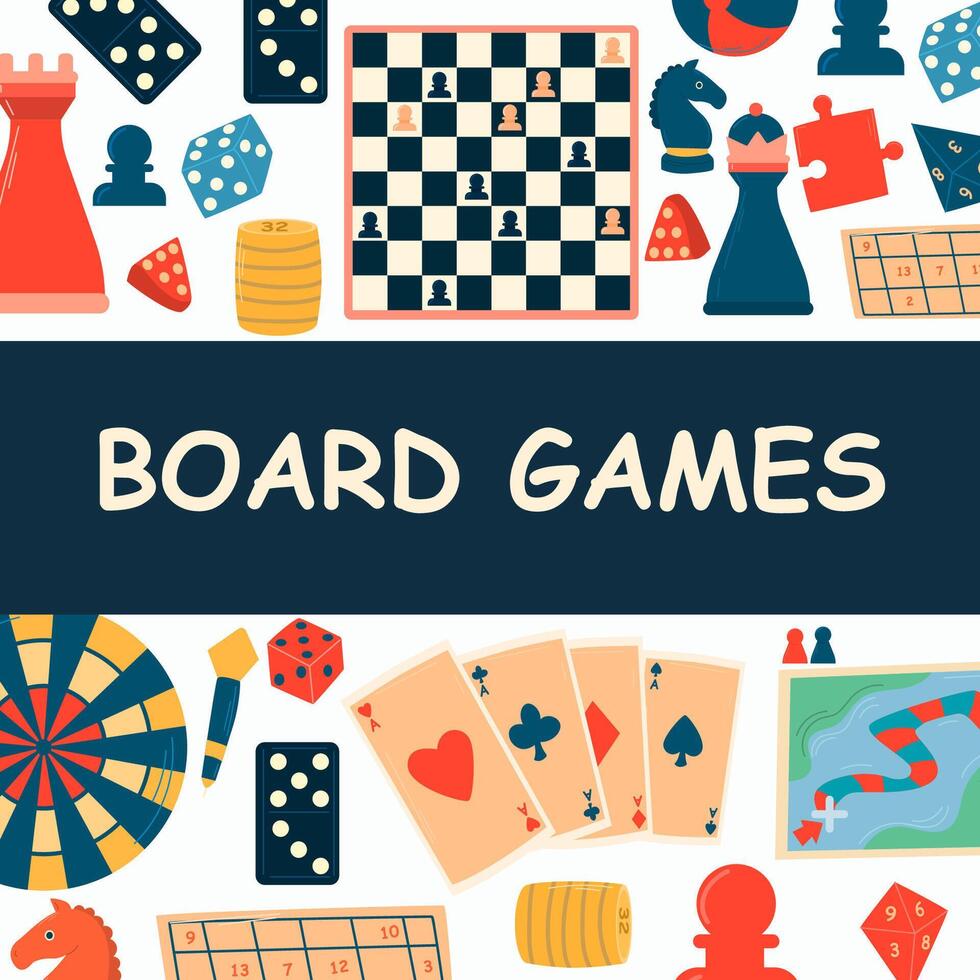 Board games. Set on a white background. Leisure concept for the whole family. vector