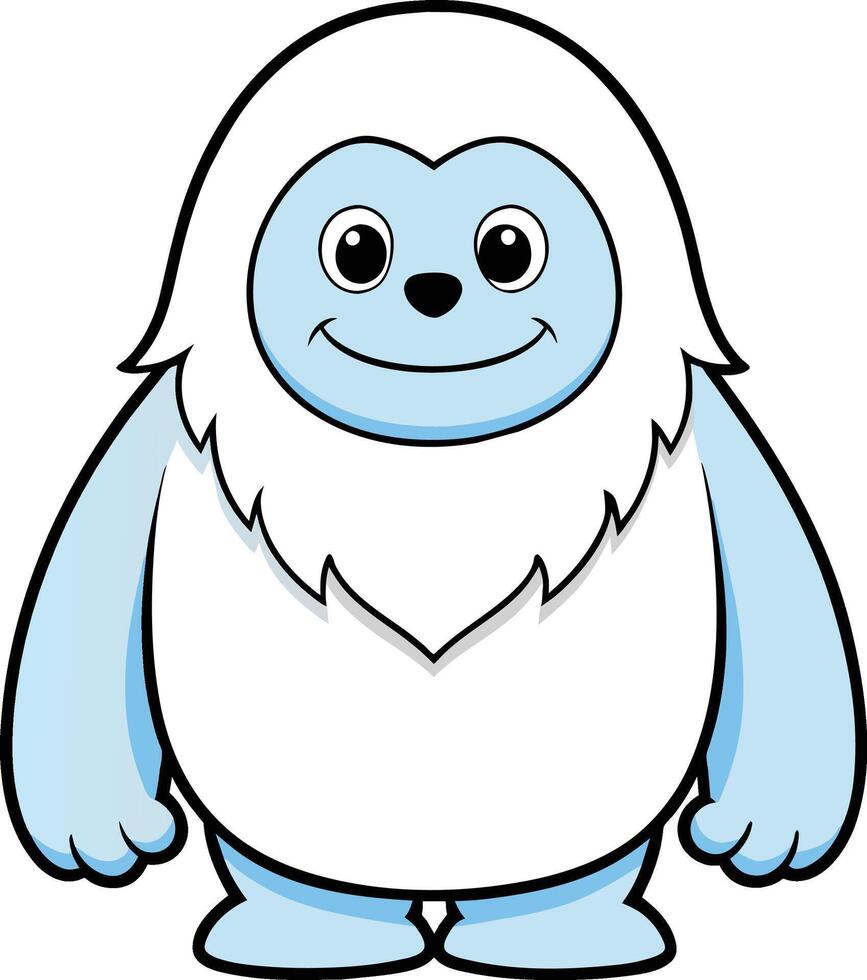 Cute Yeti , Playful Outline Illustration on Solid Background vector