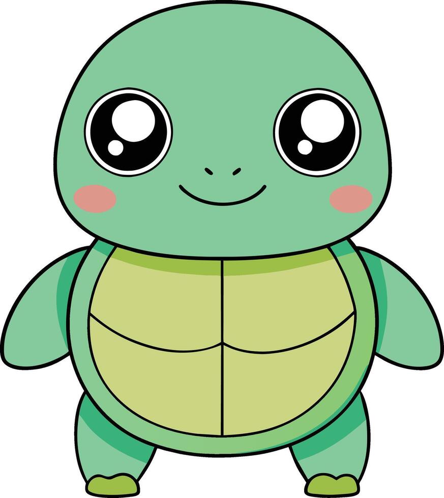 minimalista linda kawaii Tortuga , adorable ilustración vector