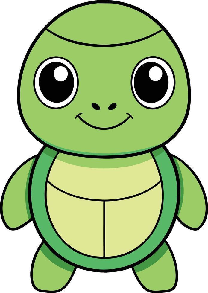 Minimalist Cute Kawaii Turtle , Adorable Illustration vector