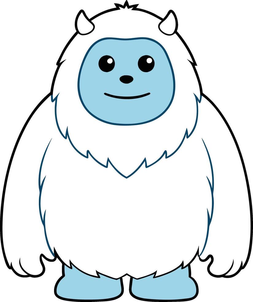 Cute Yeti , Playful Outline Illustration on Solid Background vector