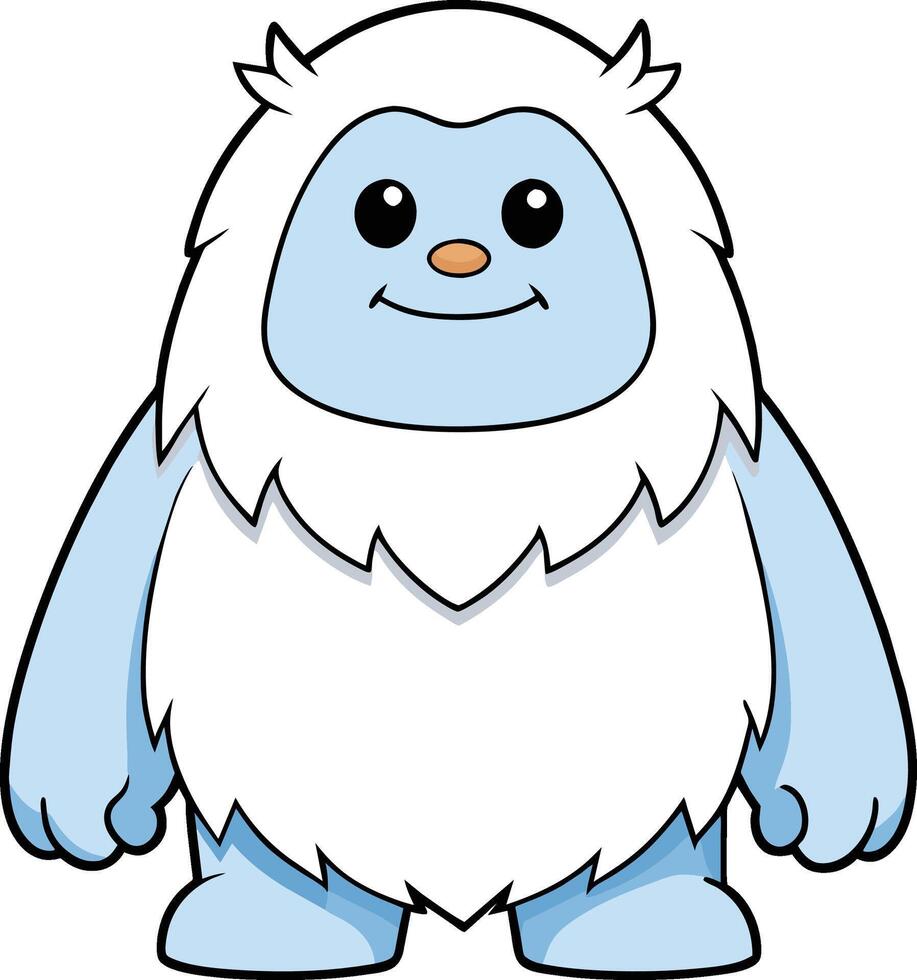 Cute Yeti , Playful Outline Illustration on Solid Background vector