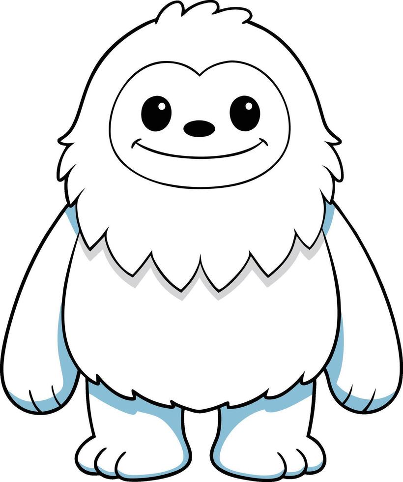 Cute Yeti , Playful Outline Illustration on Solid Background vector