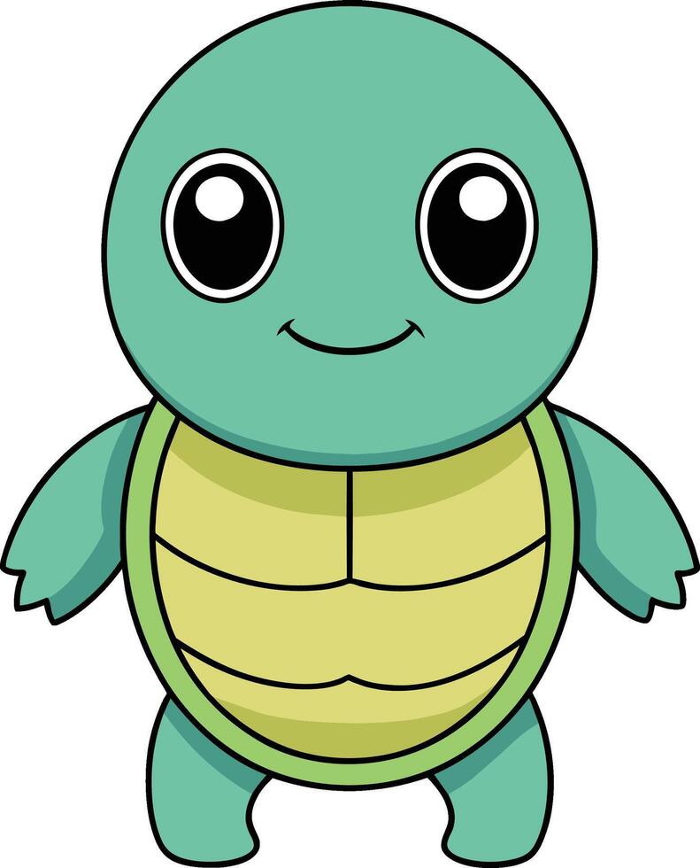 minimalista linda kawaii Tortuga , adorable ilustración vector