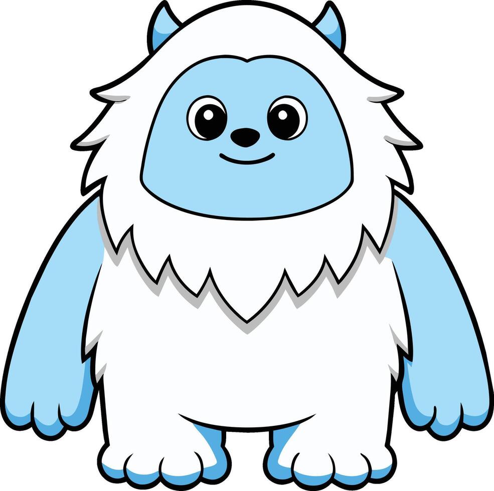 Cute Yeti , Playful Outline Illustration on Solid Background vector