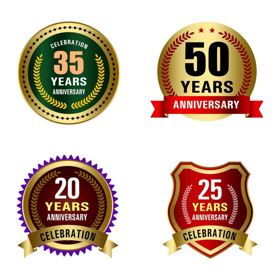 Set of Quality Badges and Labels Design Elements. Golden badge labels and laurel retro vintage collection. Emblem premium luxury logo in retro style template badges collection. vector