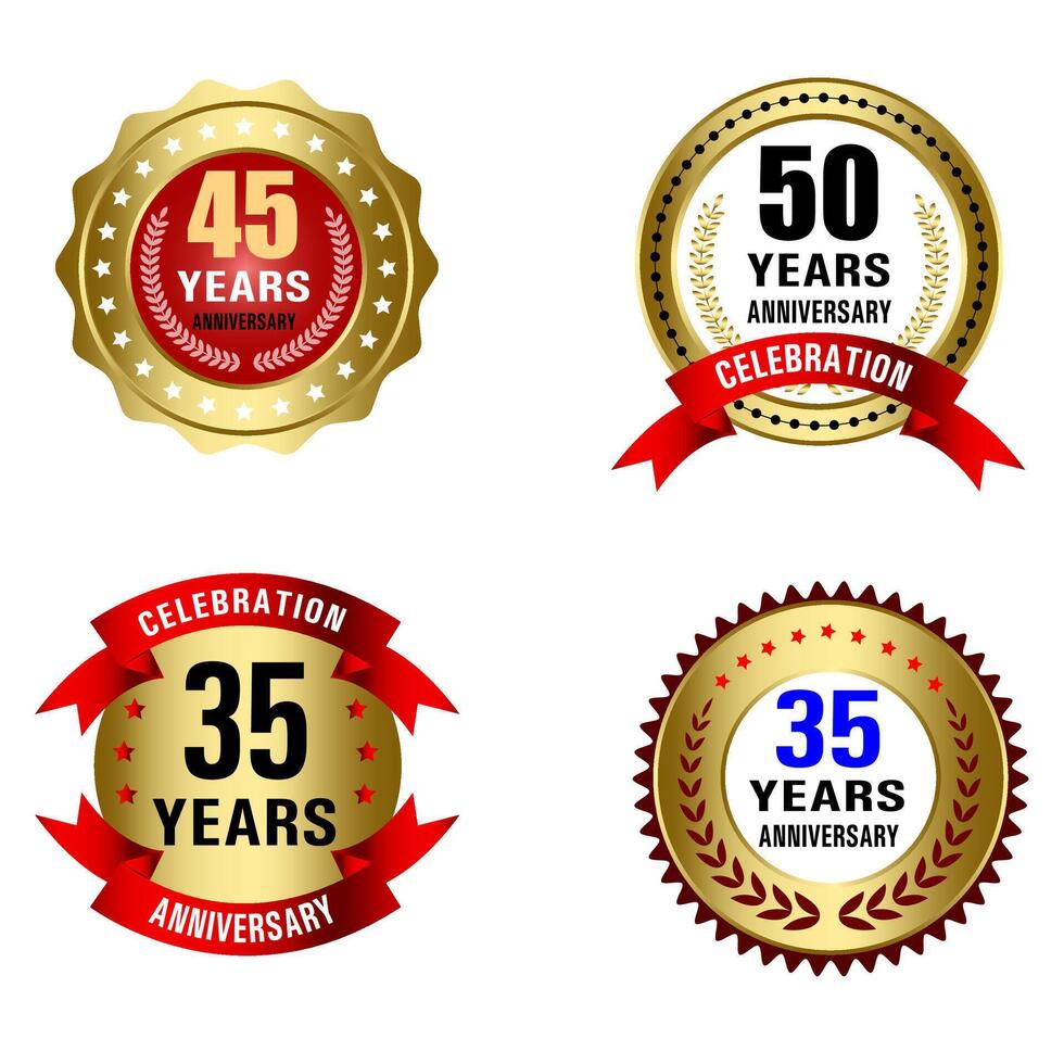 Set of Quality Badges and Labels Design Elements. Golden badge labels and laurel retro vintage collection. Emblem premium luxury logo in retro style template badges collection. vector