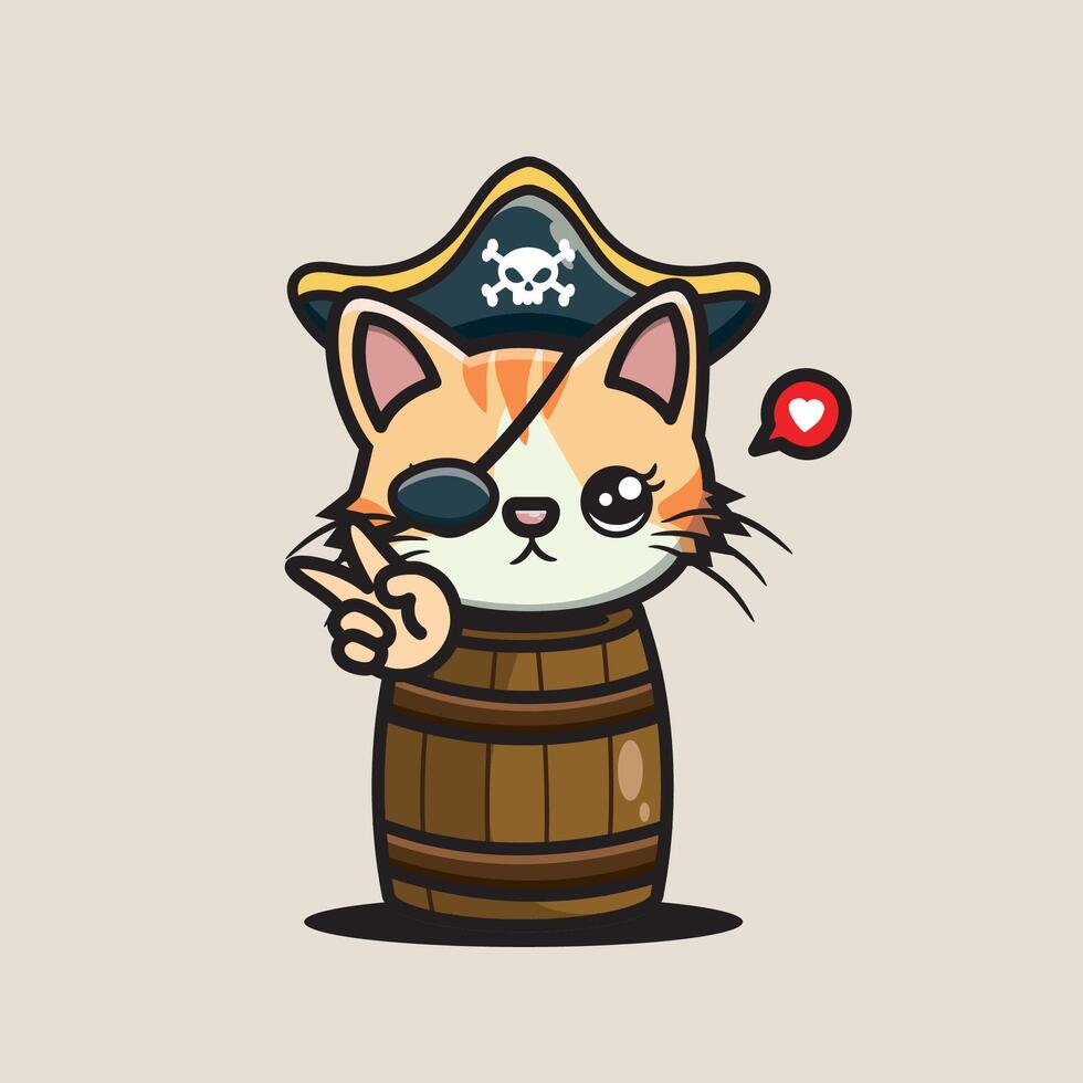 Funny illustration of a pirate cat. cartoon cat vector