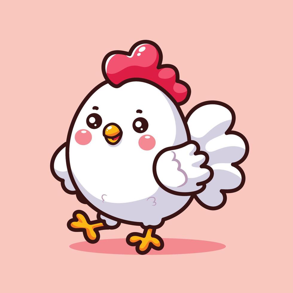 Funny illustration cartoon chicken vector
