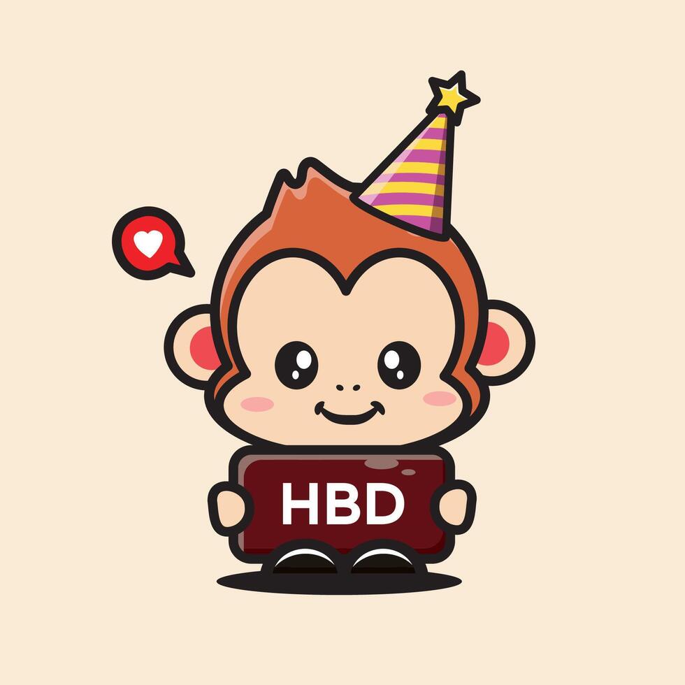 Funny cartoon illustration of birthday monkey vector