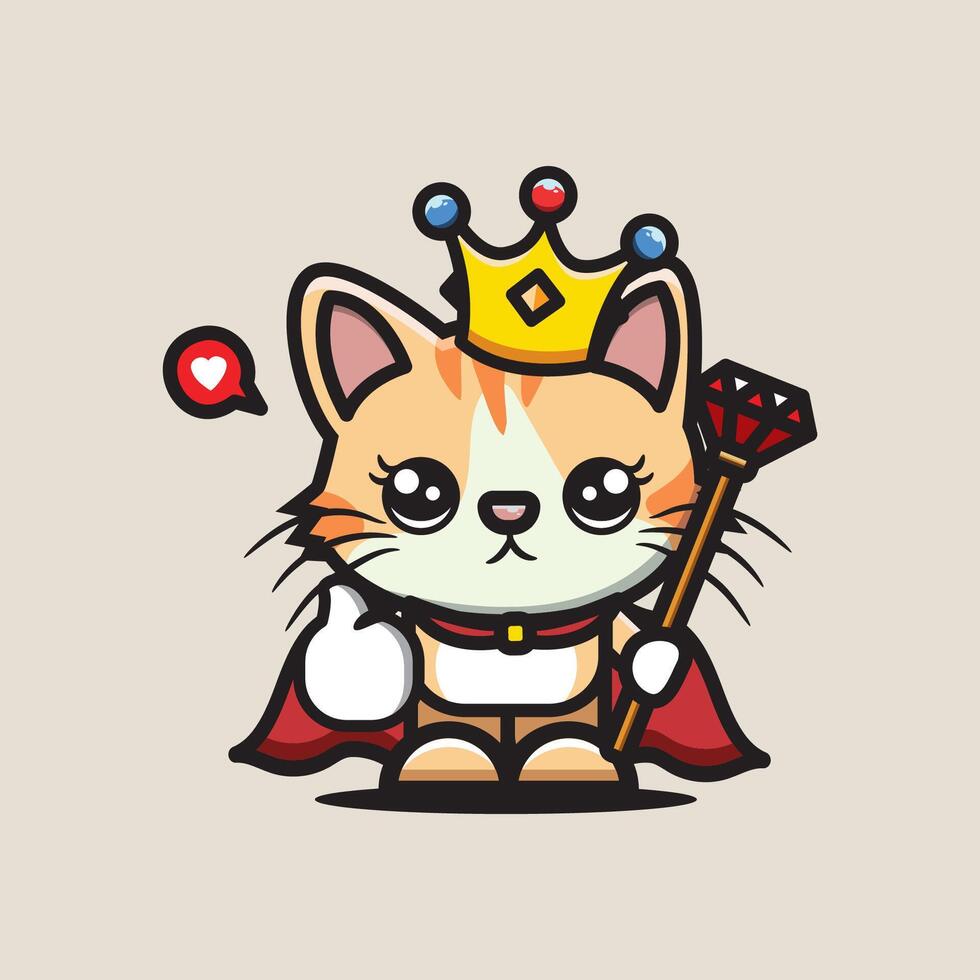 Cute illustration of cat becoming king vector