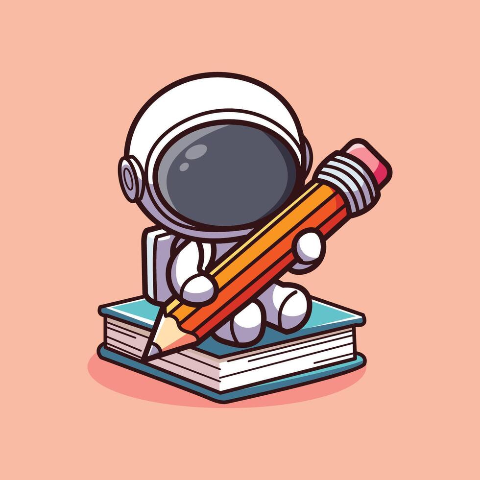 Funny Illustration of Astronout Learning vector