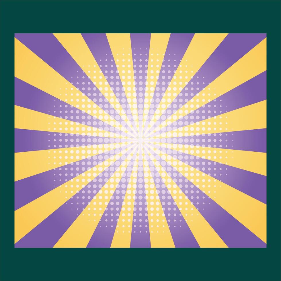 a purple and yellow sunburst pattern on a green background vector