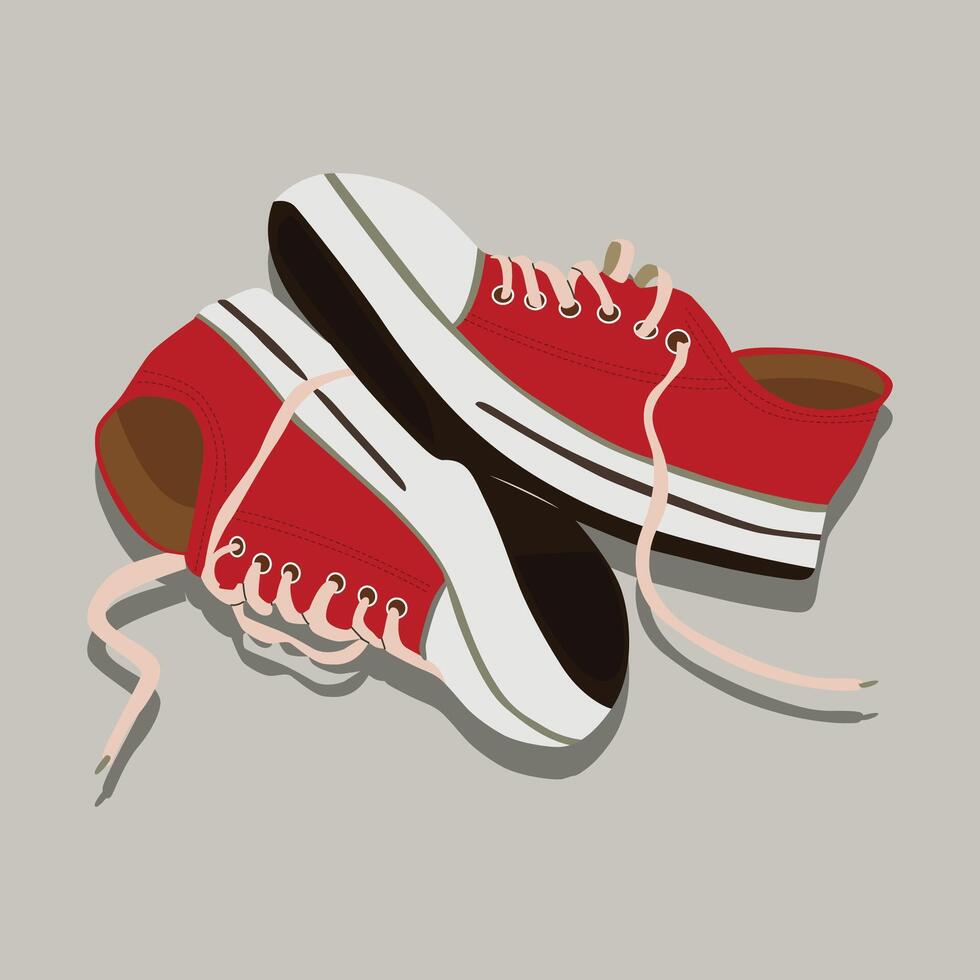 illustration of Sneakers in flat style. vector