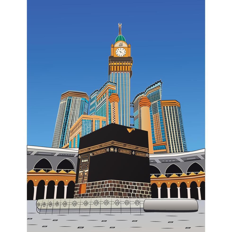 Kaaba in masjid al haram in mecca saudi arabia vector