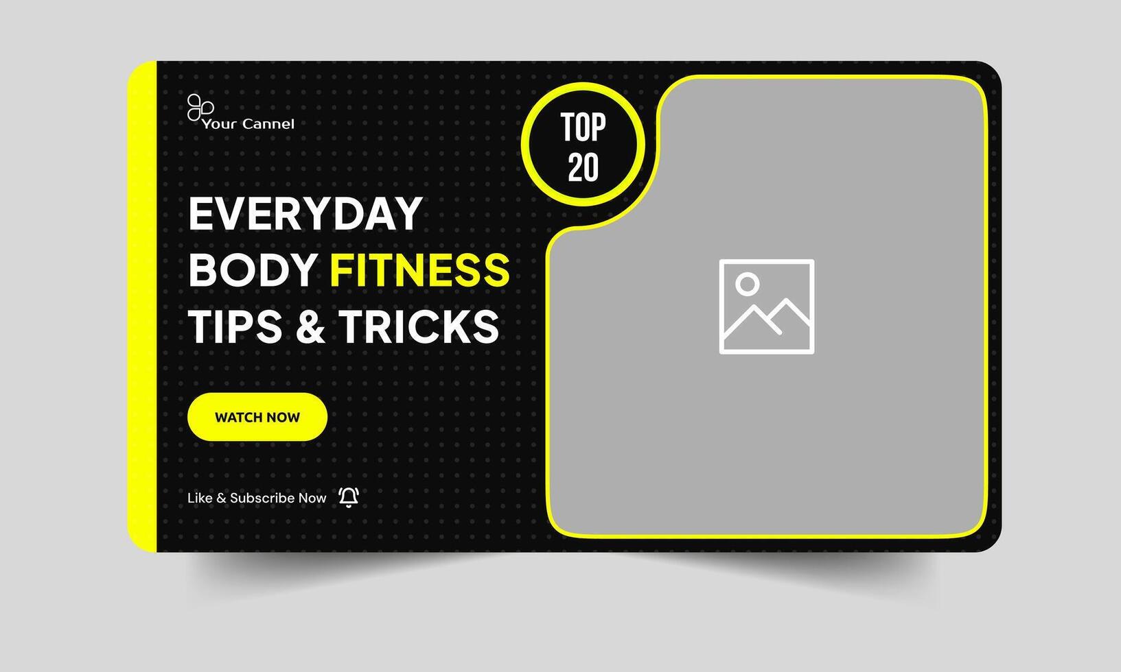 Trendy fitness techniques thumbnail banner design, Daily body fitness and yoga tips and tricks modern cover banner design, customizable eps 10 file format vector