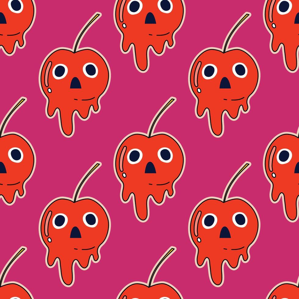 Funny cherry seamless pattern. Cartoon cherries background. vector