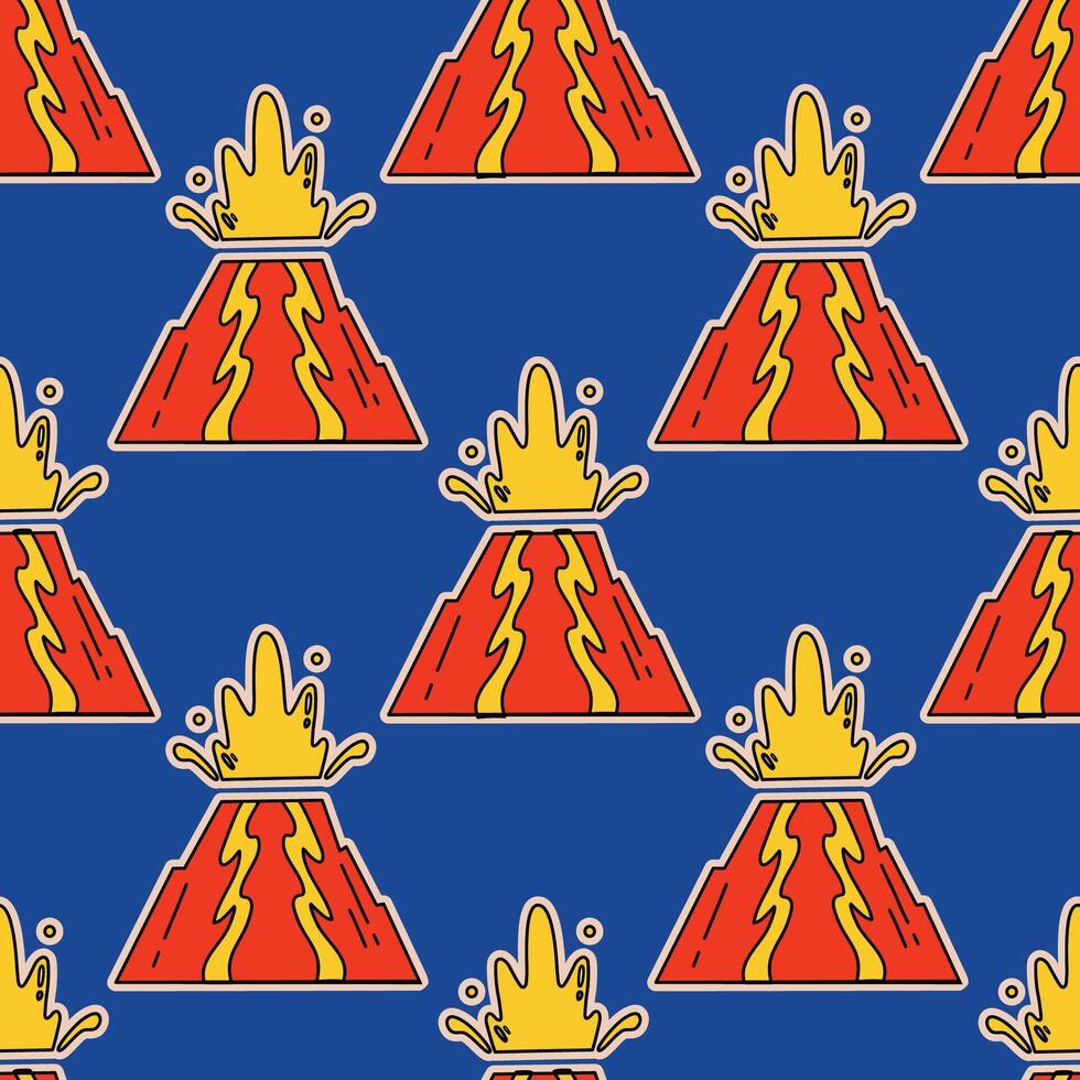 Seamless pattern of volcano. vector