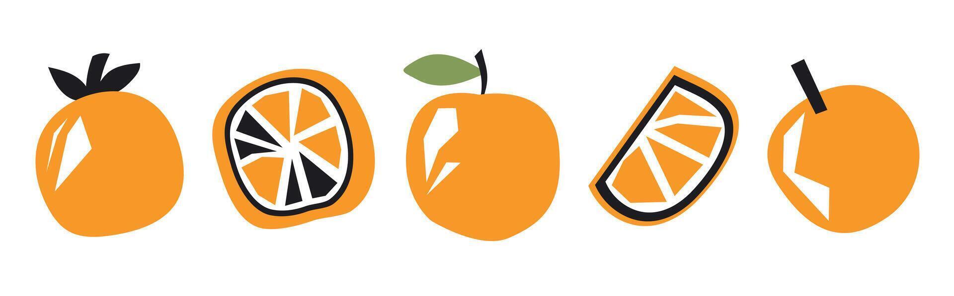 Set of abstract orange. Simple orange. Contemporary trendy illustration. Fruit collection design for interior, poster, cover, banner. All elements are isolated. vector