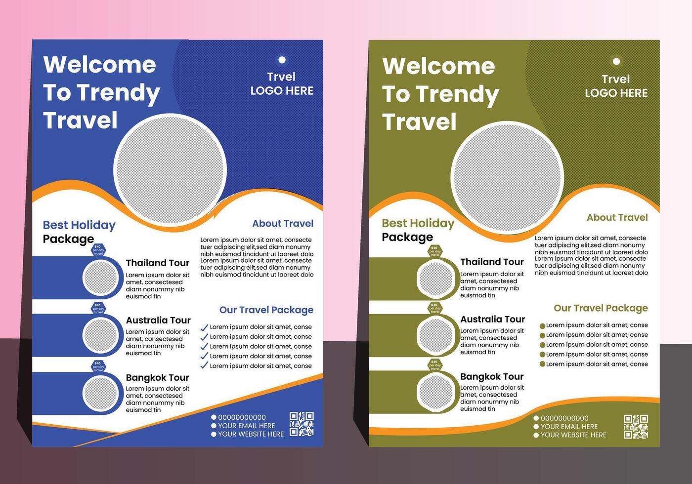 Creative Travel Flyer Template Design vector