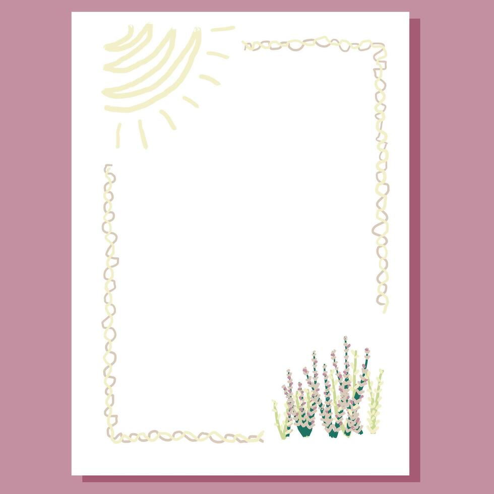 vertical tarjeta con lavanda planta esquina vector