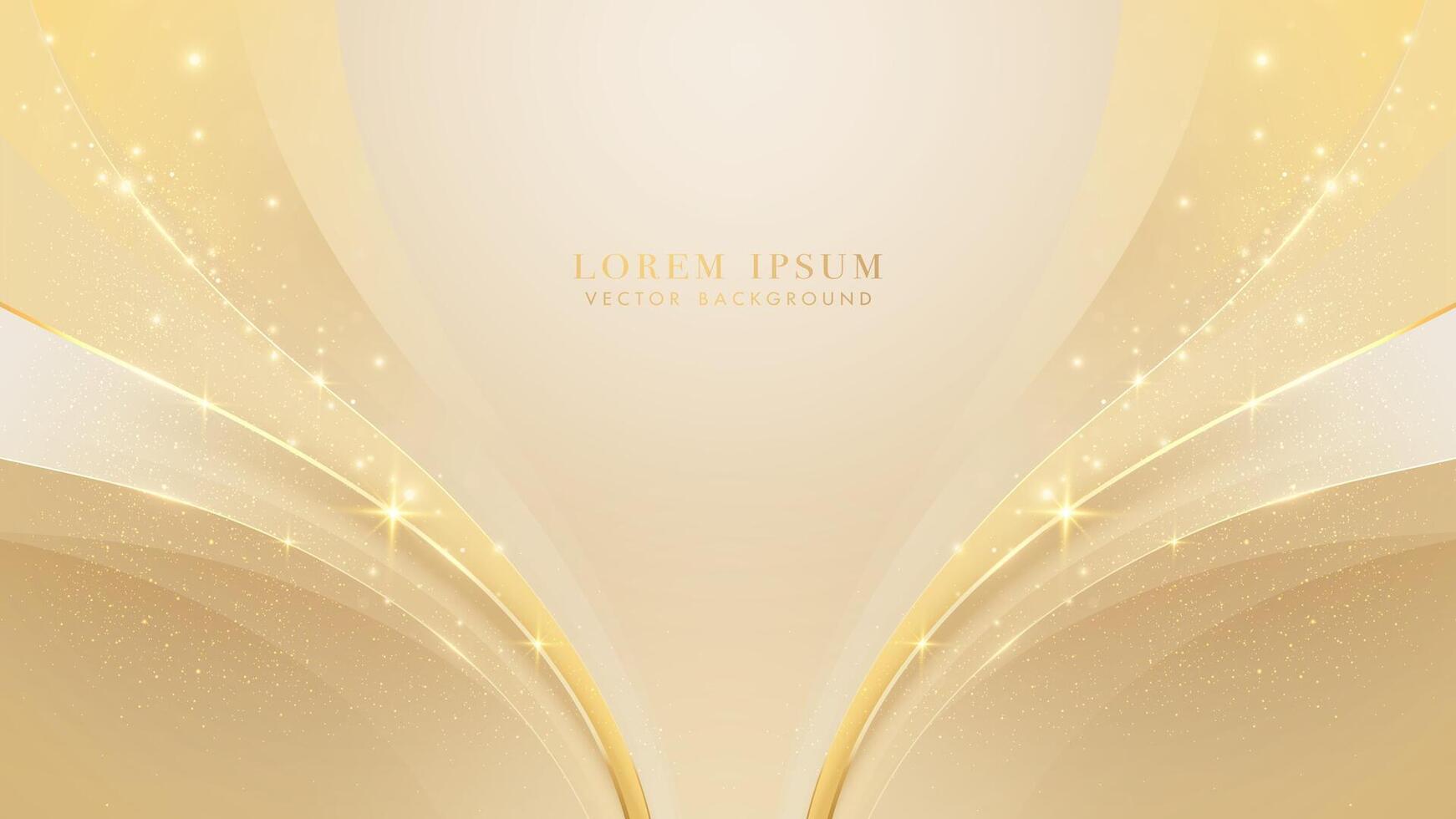 Luxury background with golden curve line decoration and glitter light effect. Elegant style background design vector