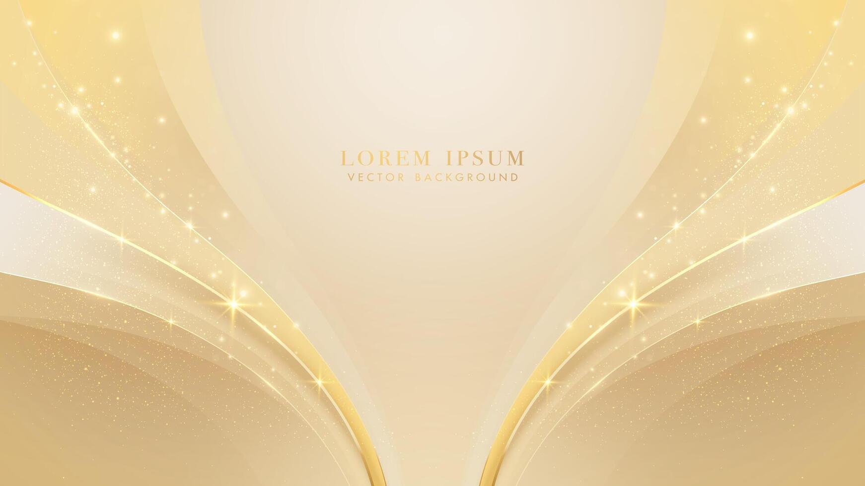 Luxury background with golden curve line decoration and glitter light effect. Elegant style background design vector