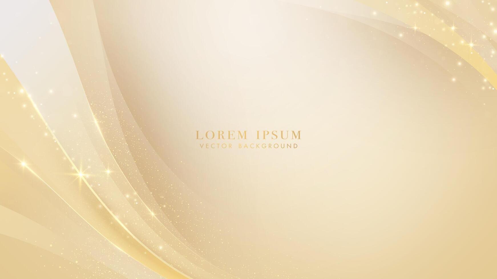 Golden curve line with glittering light effect decoration. Elegant style background design vector