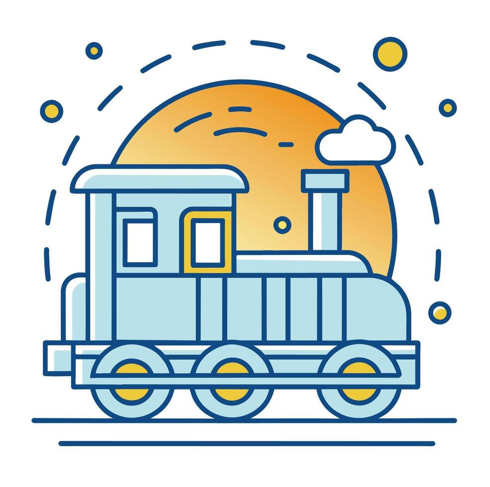 Comic Style Train Engine Outline illustration Train Engine Outline Logo vector