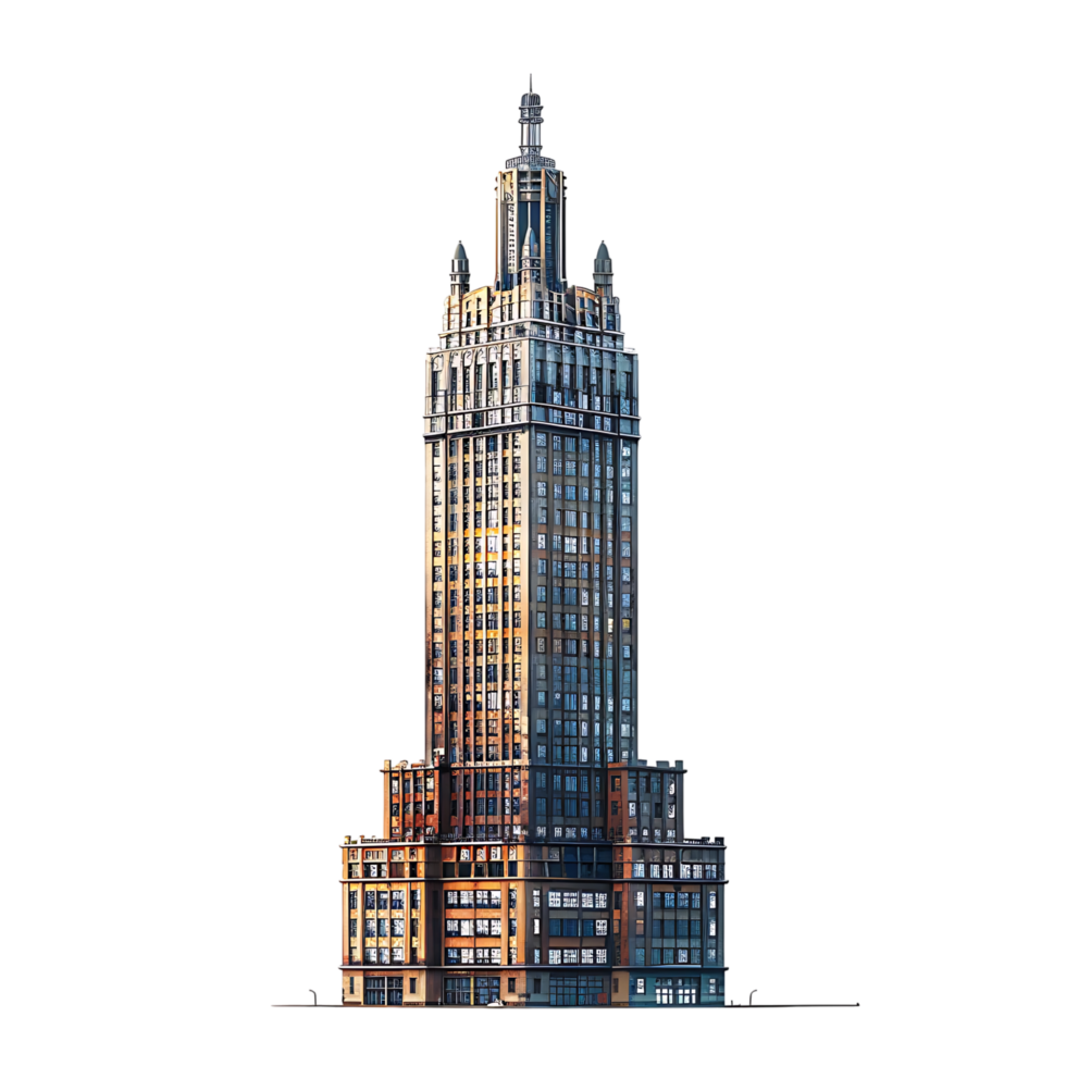 Tall city building on isolated transparent background png