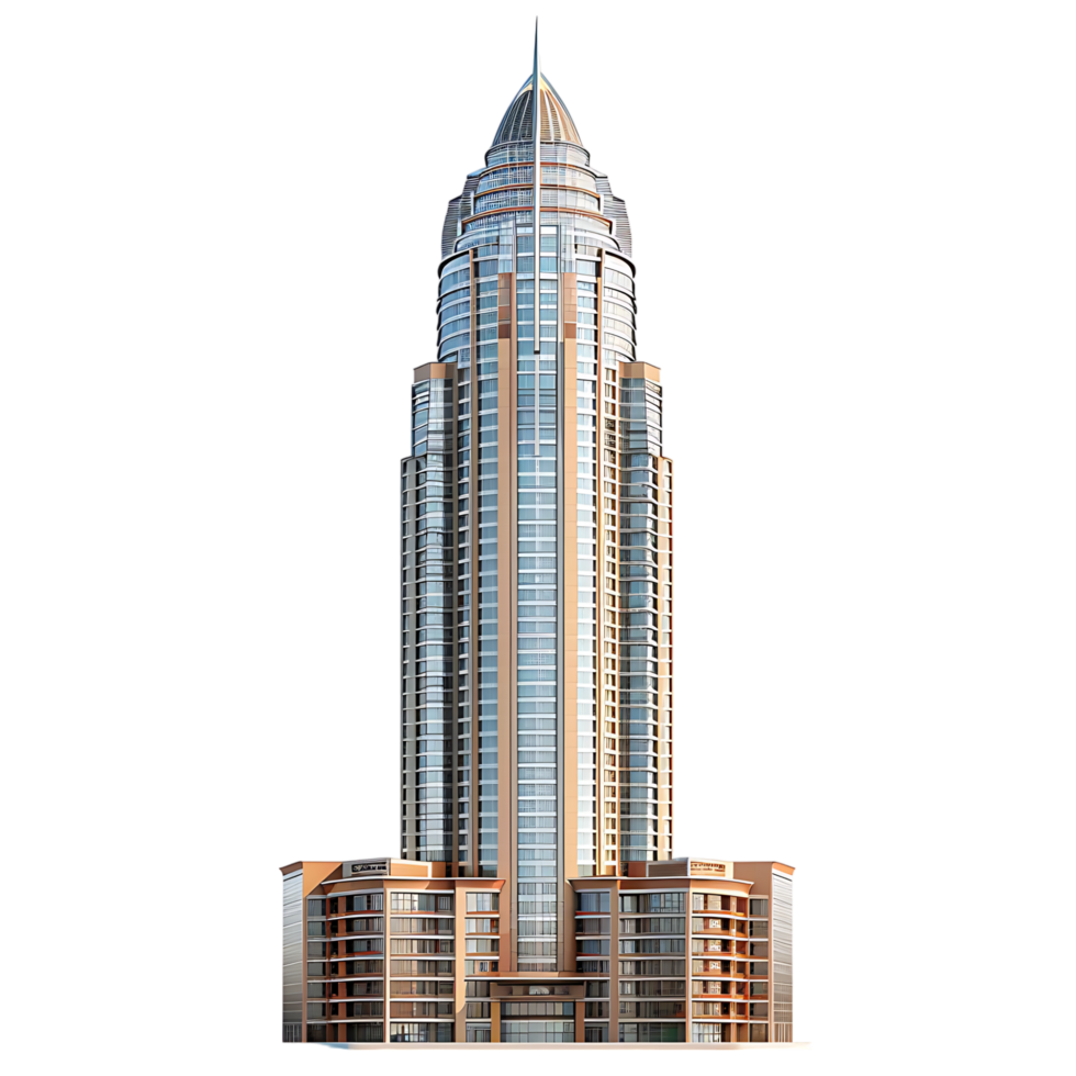 Tall city building on isolated transparent background png