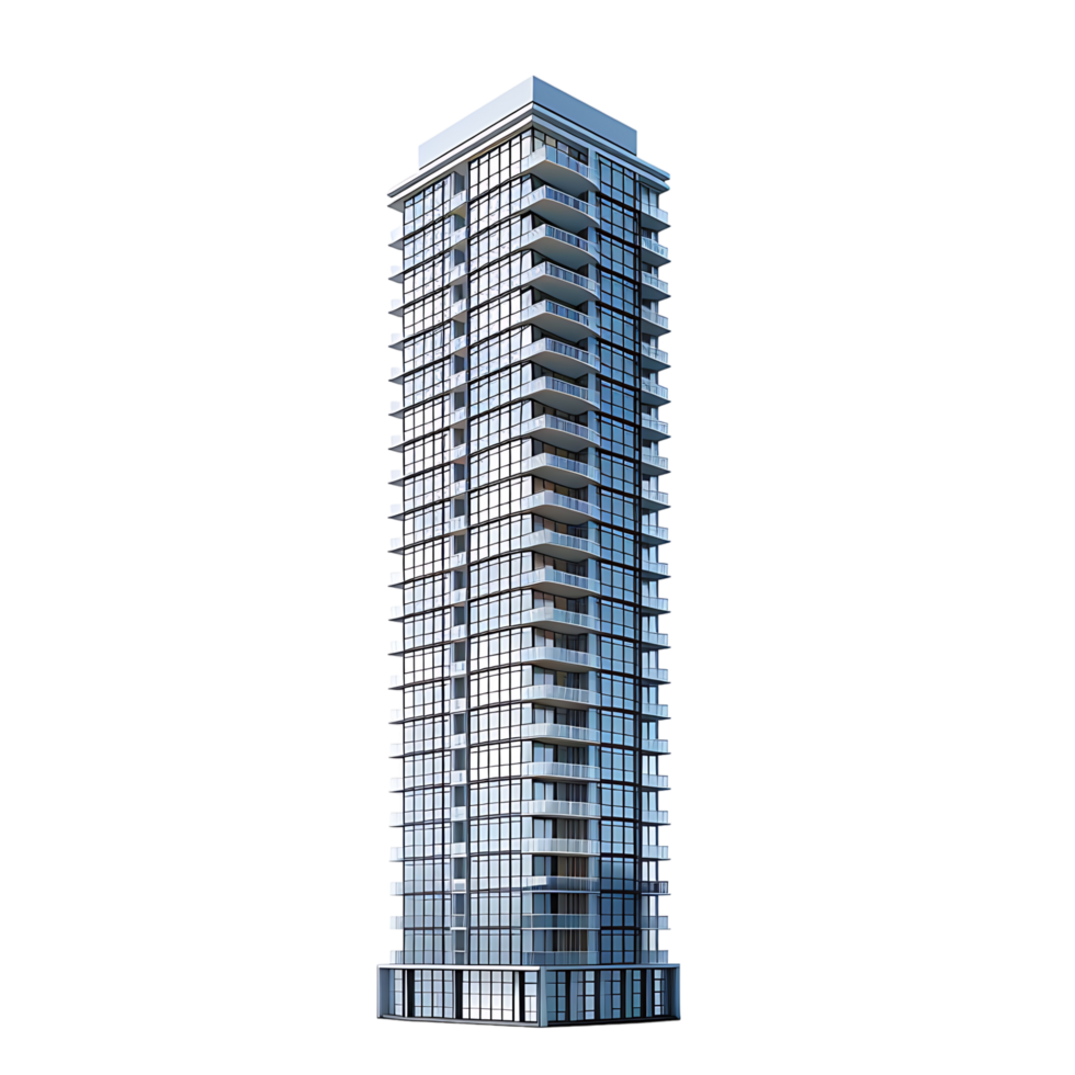 Tall city building on isolated transparent background png