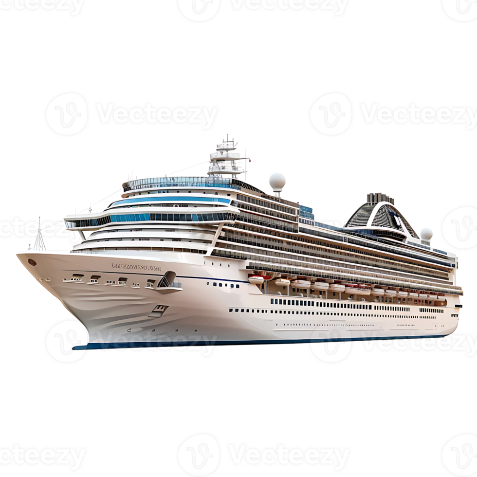 Cruise ship side view on isolated transparent background png