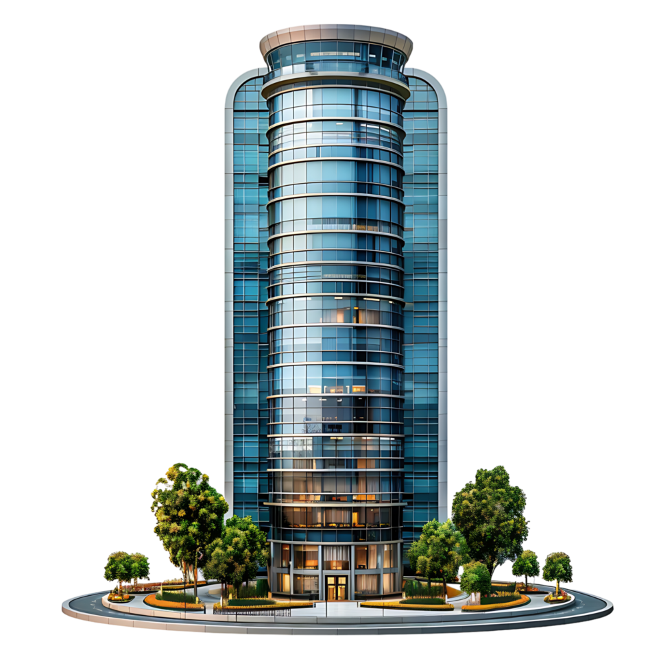 Tall city building on isolated transparent background png