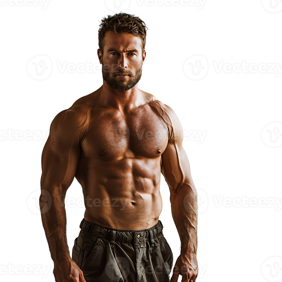 Handsome muscular guy on isolated transparent background png