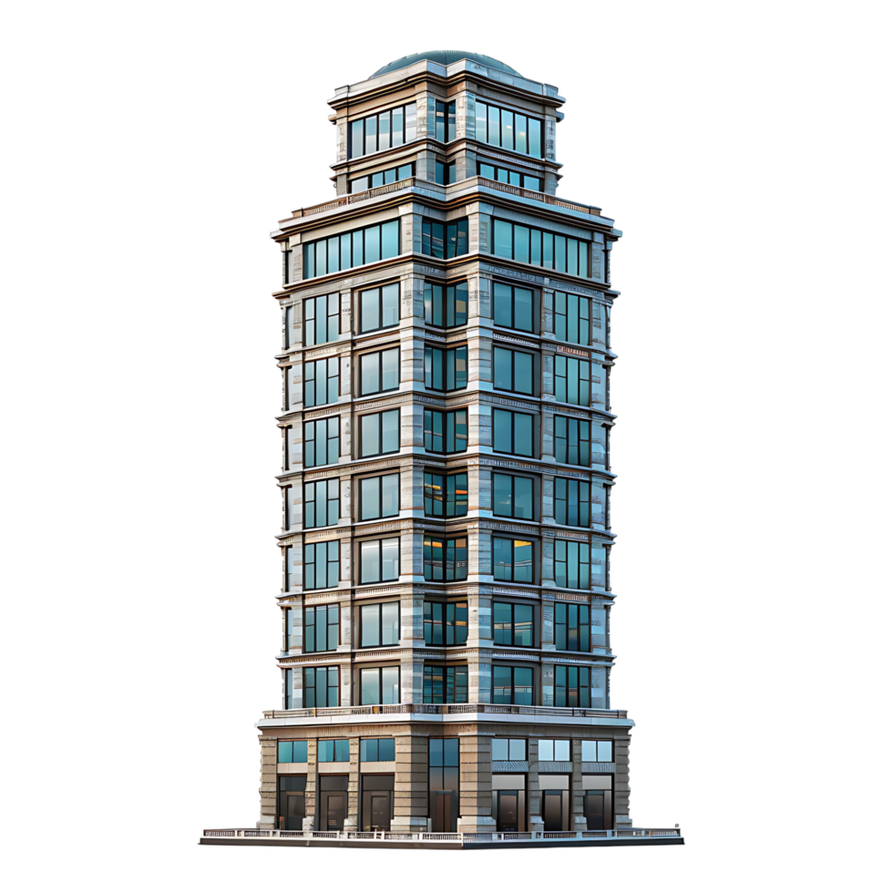 Tall city building on isolated transparent background png