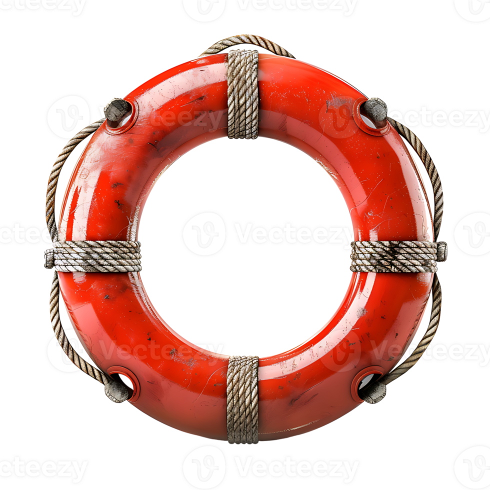 Life preserver ring on isolated transparent background png