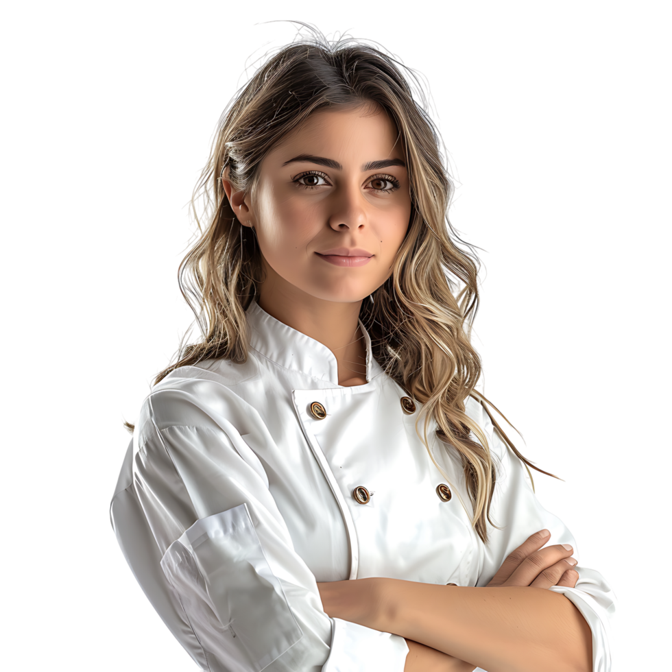 Young brazilian chef woman on isolated transparent background png