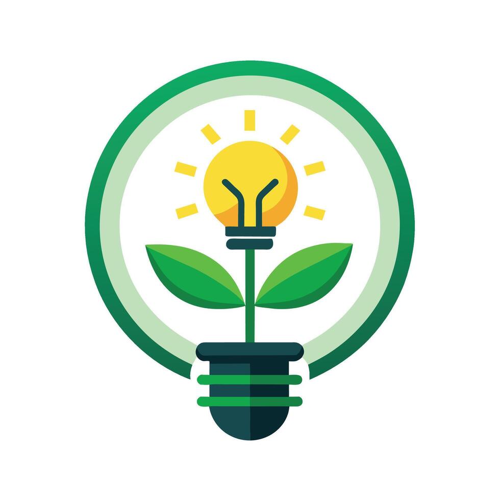 Renewable Energy Resources Logo with a Dynamic Plant Powered Light Bulb Eco Idea Light Bulb Logo vector