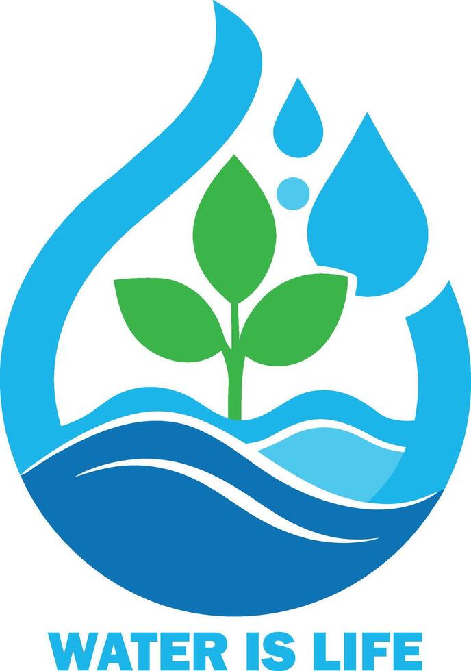 Every Drop Counts Save Water Save Earth Save Lives Water Conservation Logo Conserve Today Thrive Tomorrow vector