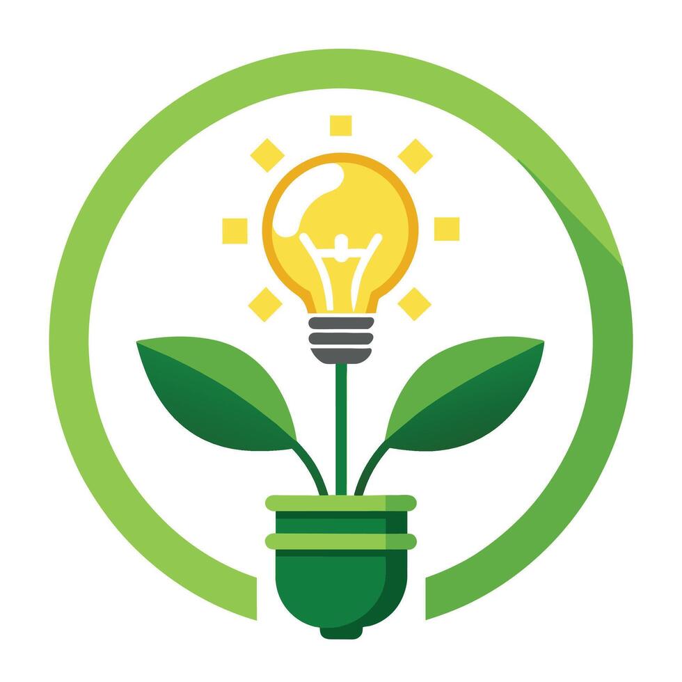 Renewable Energy Resources Logo with a Dynamic Plant Powered Light Bulb Eco Idea Light Bulb Logo vector