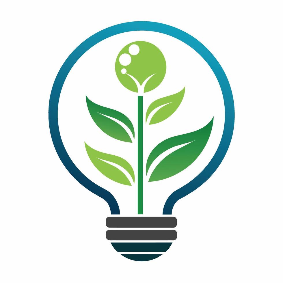 Renewable Energy Resources Logo with a Dynamic Plant Powered Light Bulb Eco Idea Light Bulb Logo vector