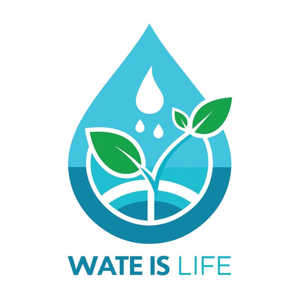 Every Drop Counts Save Water Save Earth Save Lives Water Conservation Logo Conserve Today Thrive Tomorrow vector