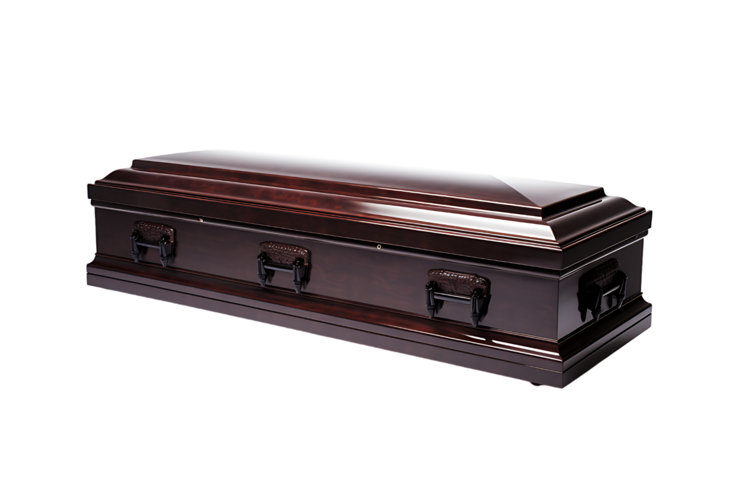 Opened wooden coffin on isolated transparent background png