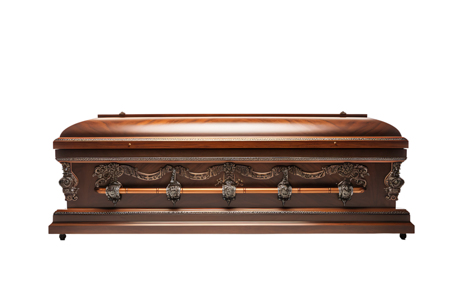 Opened wooden coffin on isolated transparent background png