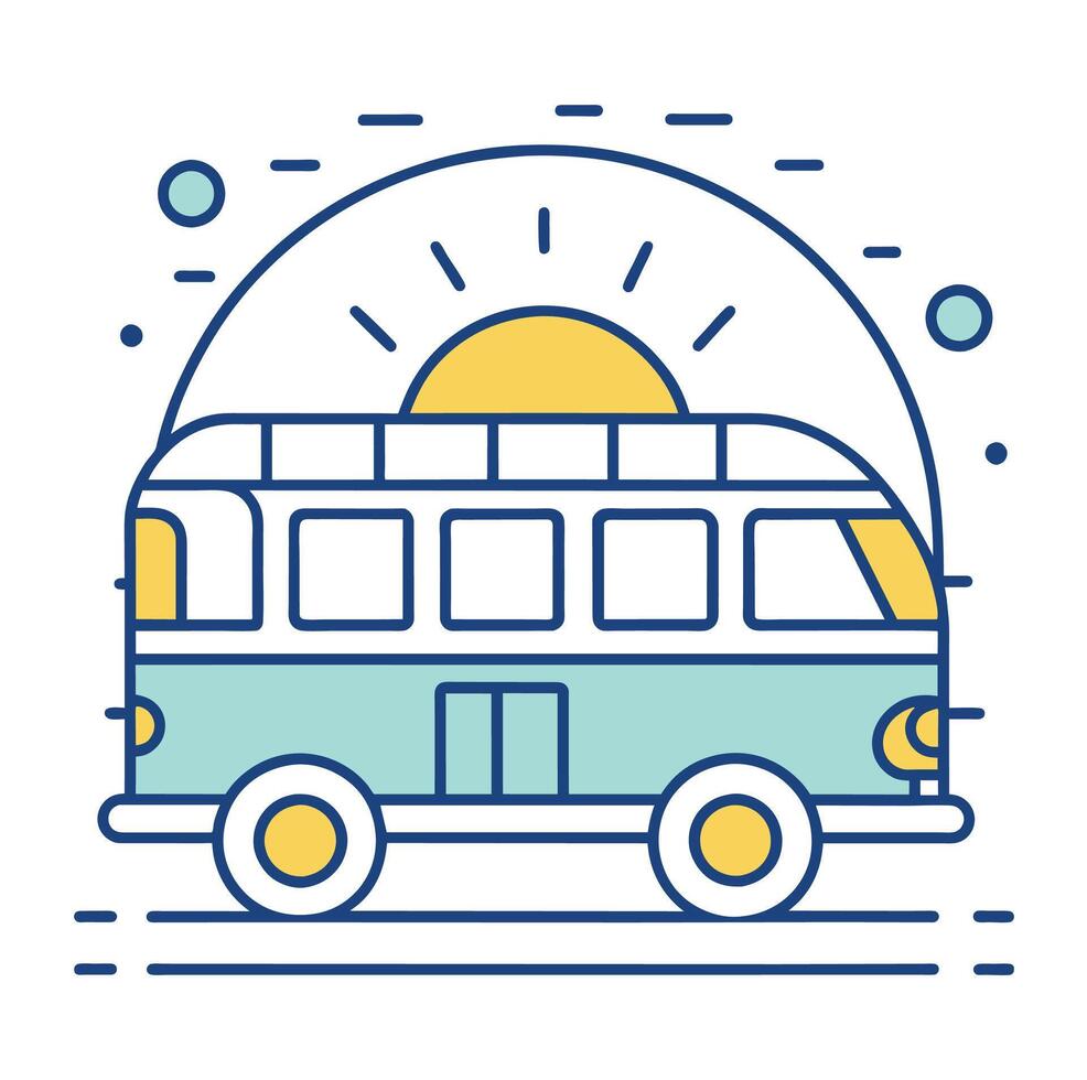 Comic Style Bus Outline illustration Bus Outline Logo vector